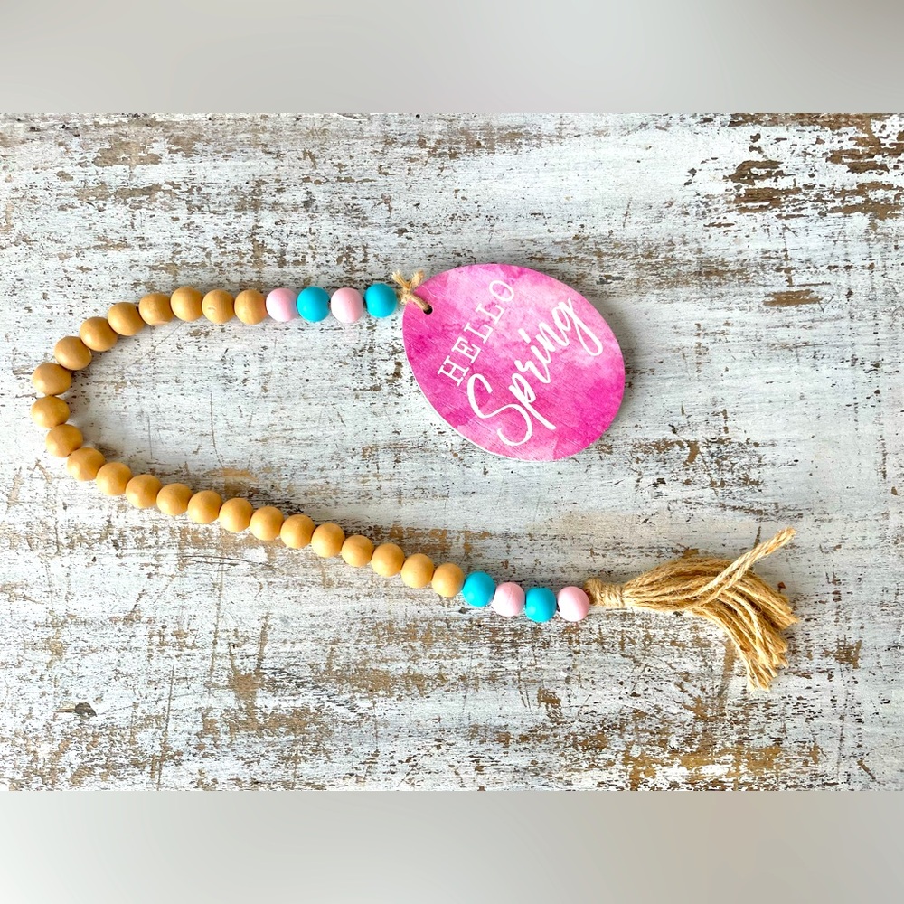 *Hello Spring Wood Bead Garland w/Easter Egg